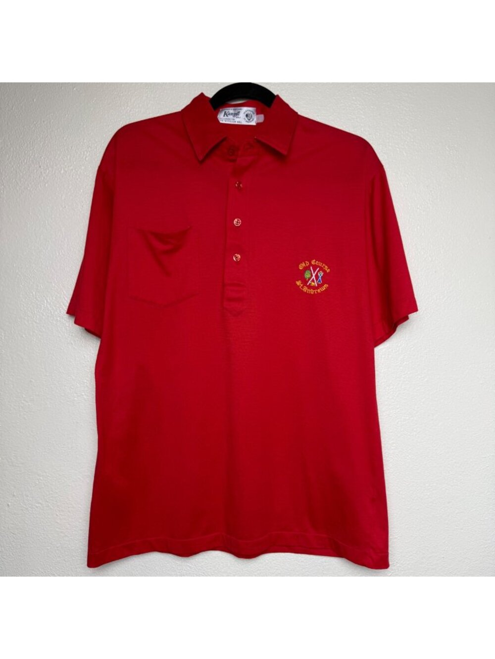 VTG Kangol Golf Old Course St Andrews Red Polo Shirt Embroidered Mens Sz L